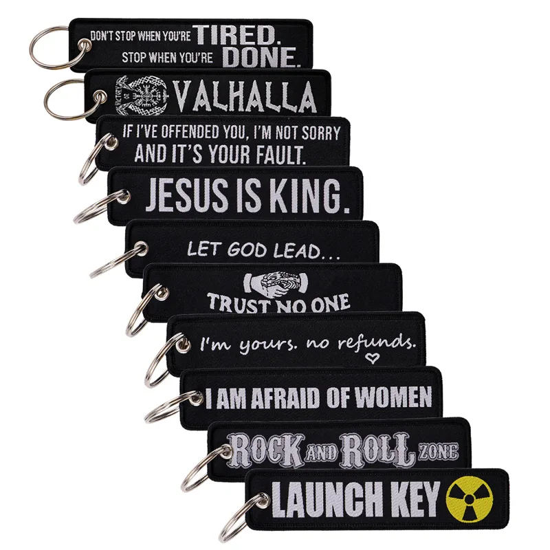 Car Accessories Quotation - Porte-clés brodé noir, citations de Zone