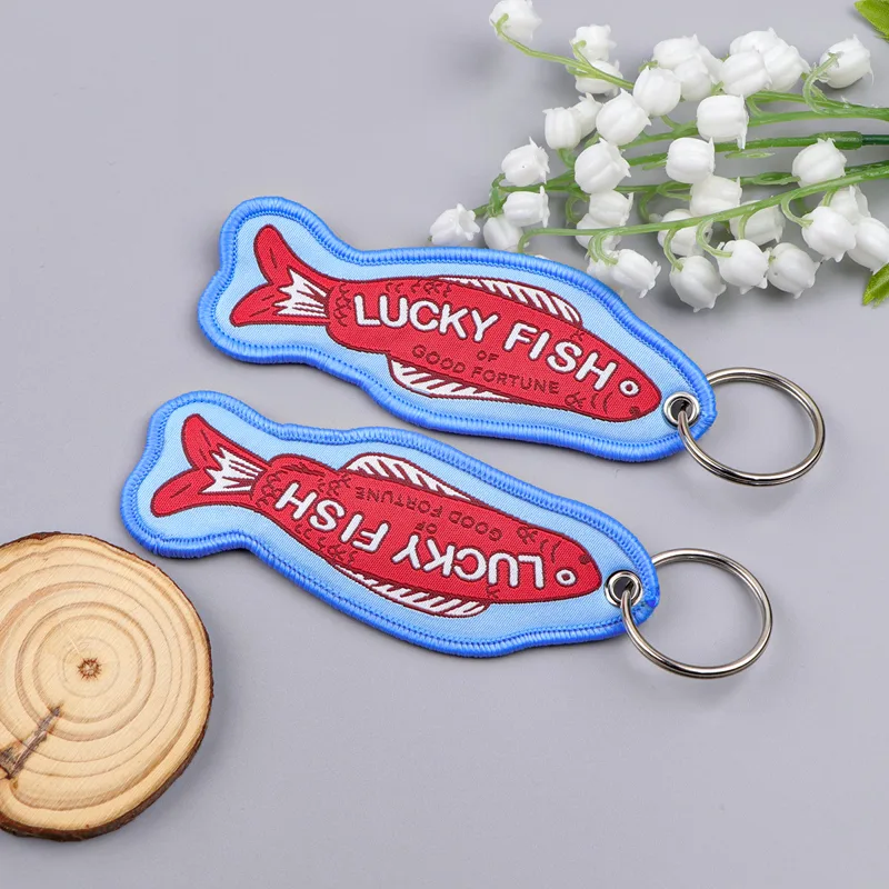 Car Accessories Quotation - Porte-clés brodé motif Carpe Porte-bonheur avec