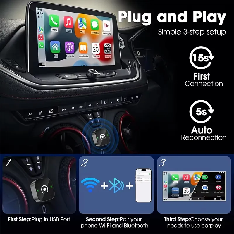 Adaptateur CarPlay sans fil 2- - Car Accessories Usa avis et prix