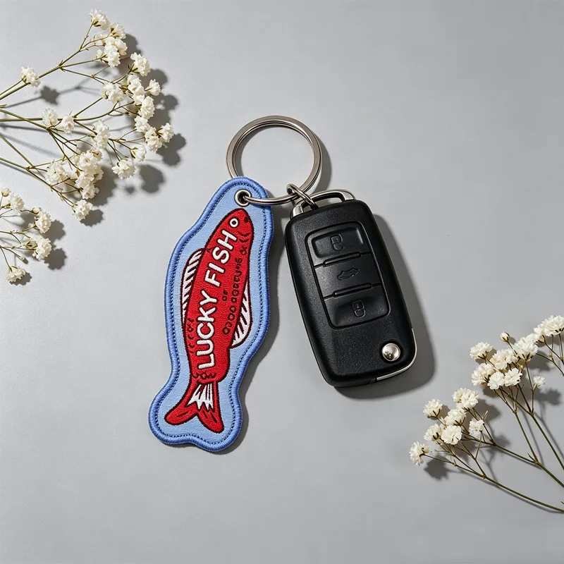 Porte-clés brodé motif Carpe P - Car Accessories Quotation avis et prix