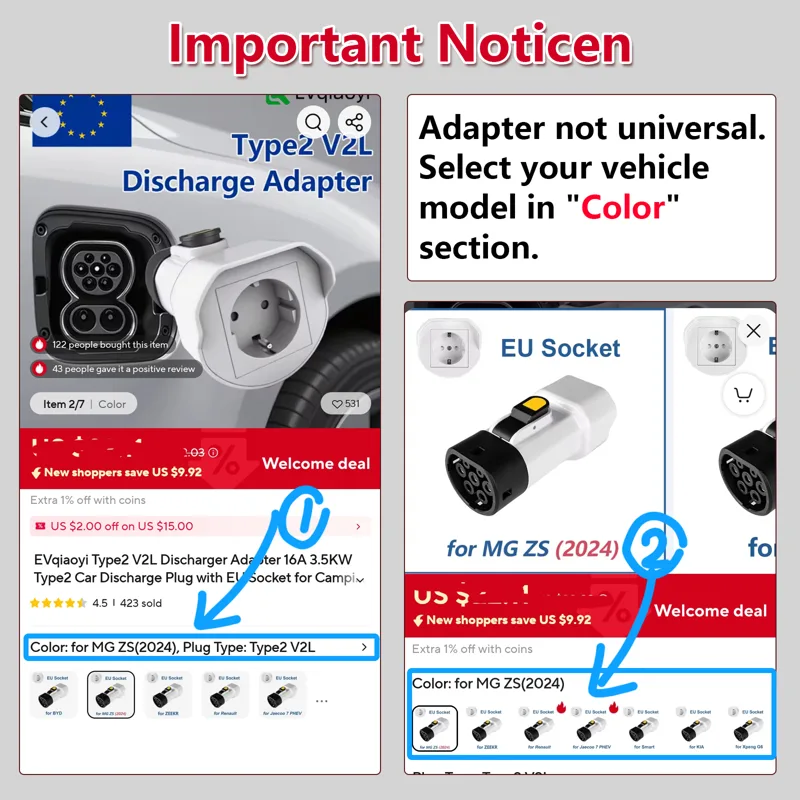 EVqiaoyi Adaptador de Descarre - Car Accessories Usa avis et prix